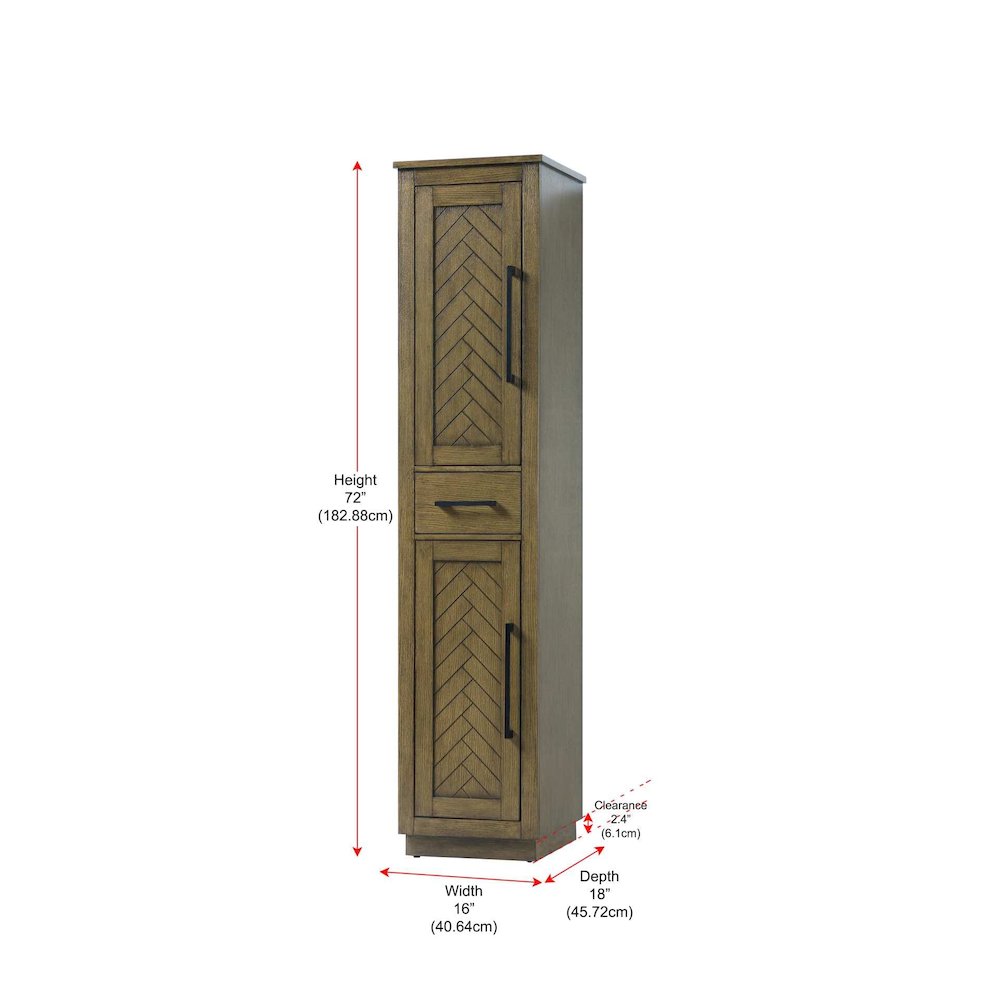 16 inch Bath Storage Cabinet in Hazel Oak