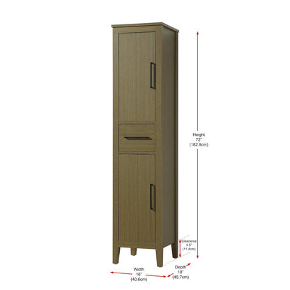 16 Inch Bath Storage Cabinet in Chestnut Brown