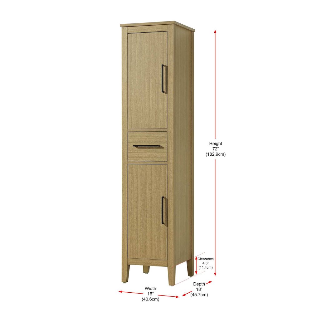 16 Inch Bath Storage Cabinet in Honey Brown