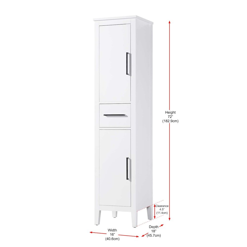 16 Inch Bath Storage Cabinet in White