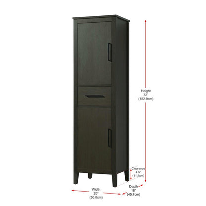 20 Inch Bath Storage Cabinet in Mocha Brown