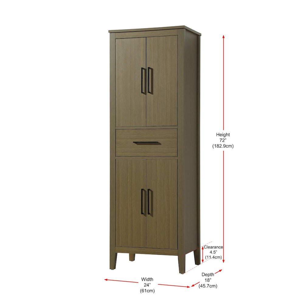 24 Inch Bath Storage Cabinet in Chestnut Brown
