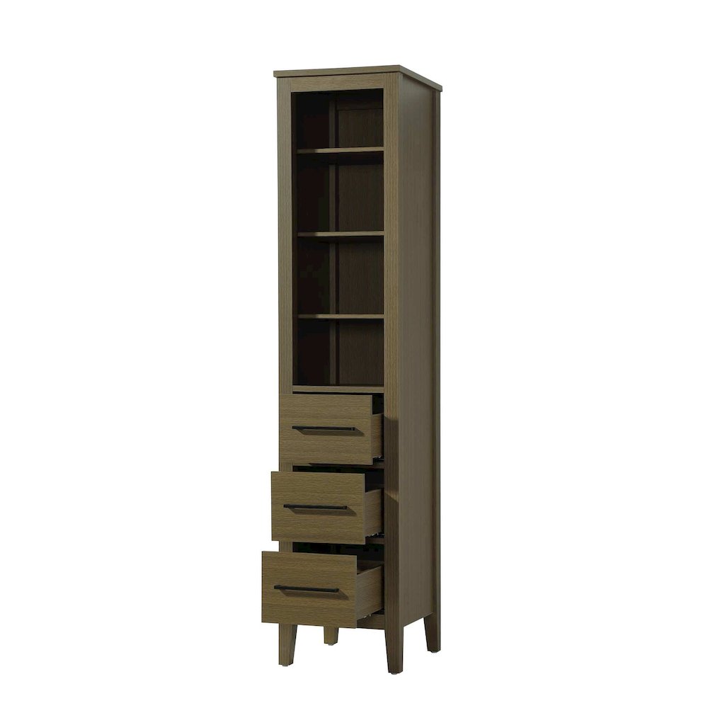 16 Inch Open Shelving Bath Storage Cabinet in Chestnut Brown