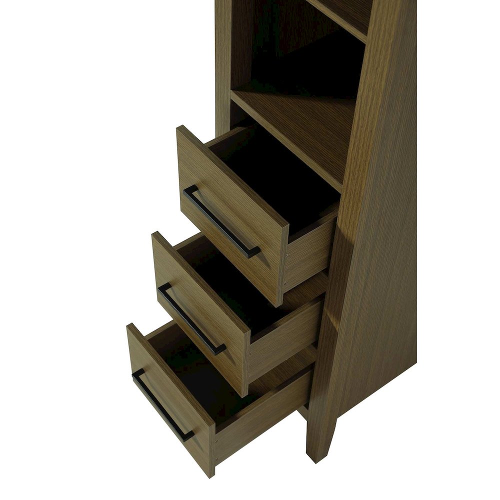 16 Inch Open Shelving Bath Storage Cabinet in Chestnut Brown
