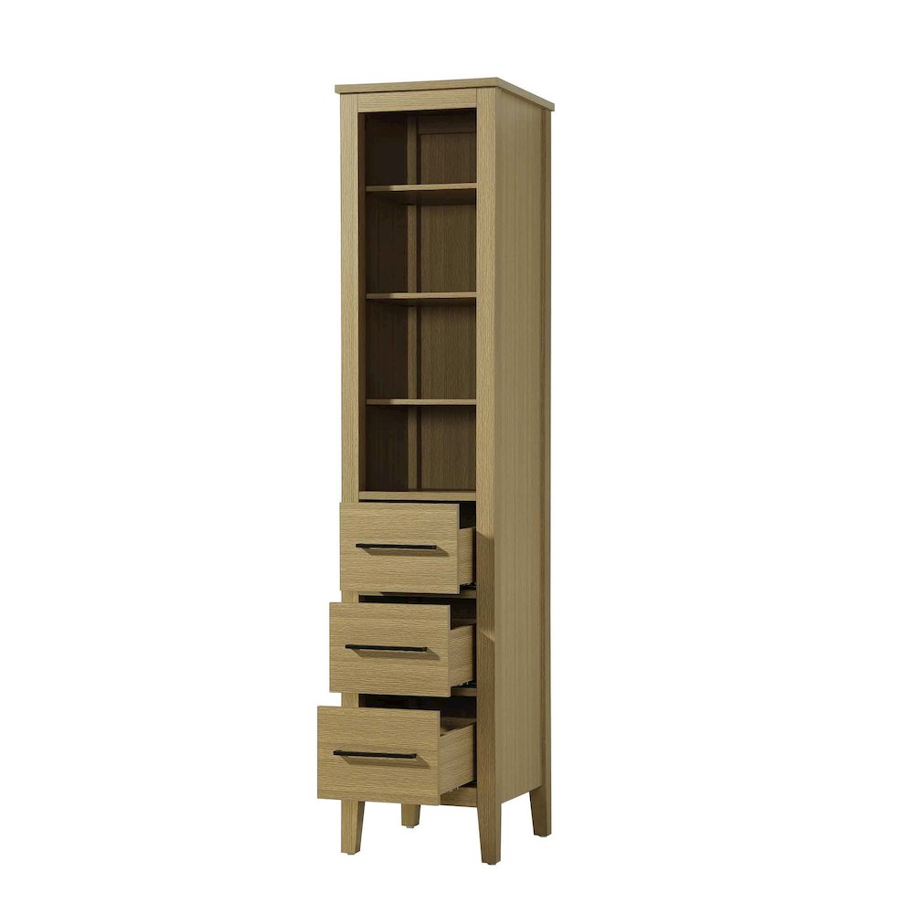 16 Inch Open Shelving Bath Storage Cabinet in Honey Brown