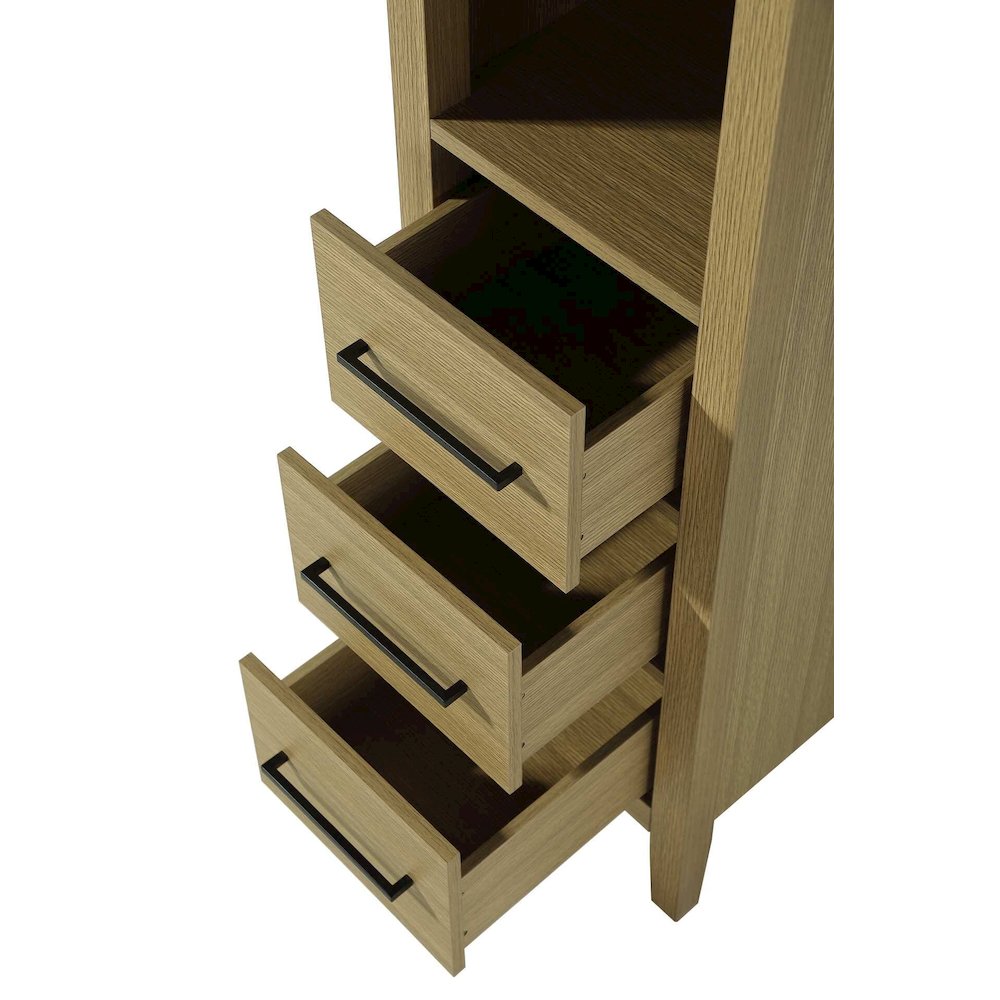 16 Inch Open Shelving Bath Storage Cabinet in Honey Brown