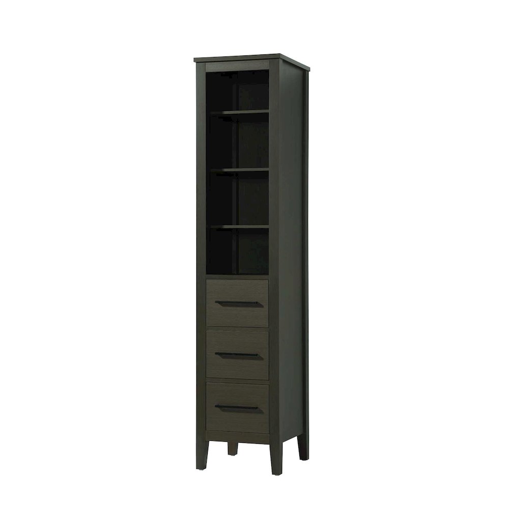 16 Inch Open Shelving Bath Storage Cabinet in Mocha Brown