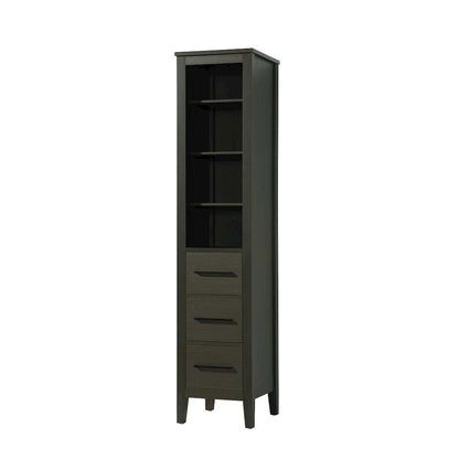 16 Inch Open Shelving Bath Storage Cabinet in Mocha Brown