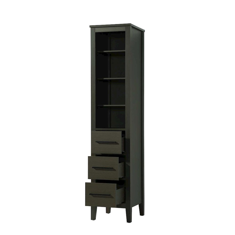 16 Inch Open Shelving Bath Storage Cabinet in Mocha Brown