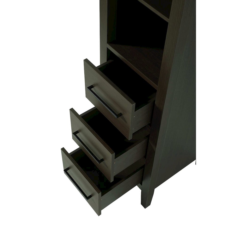 16 Inch Open Shelving Bath Storage Cabinet in Mocha Brown