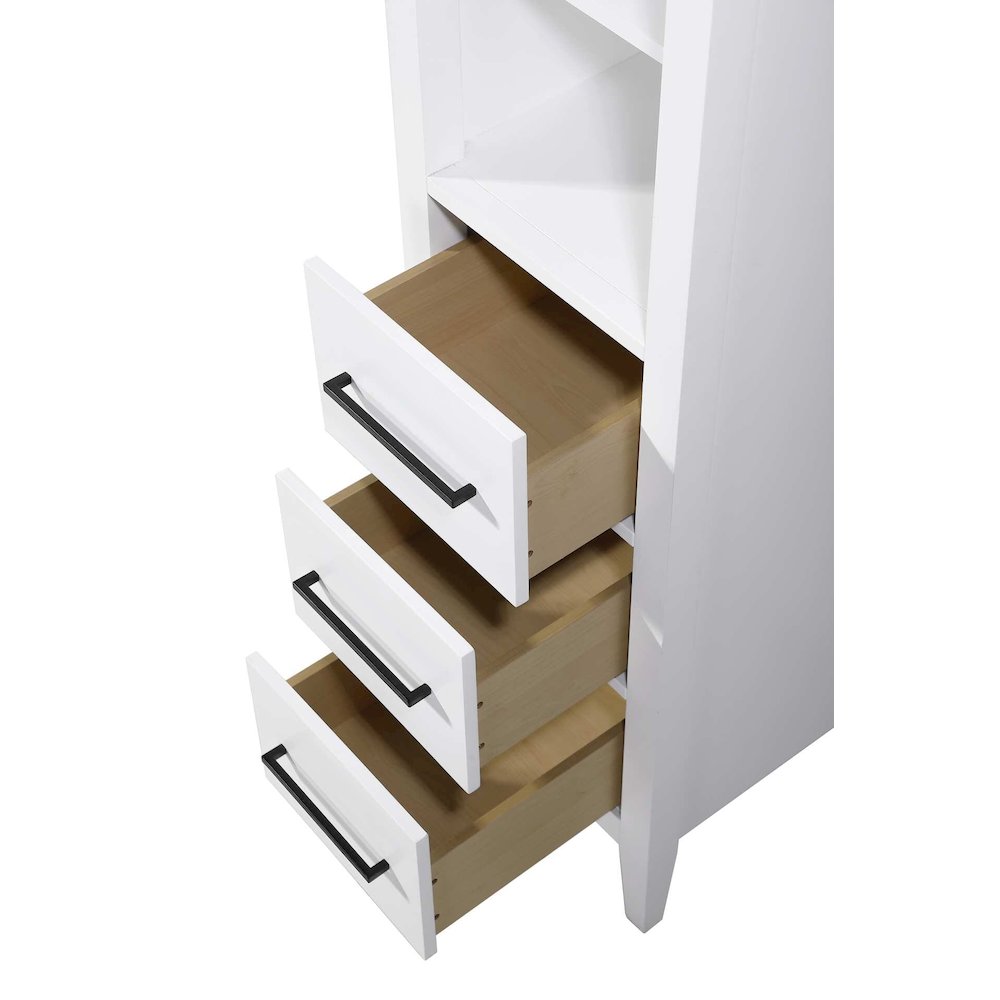 16 Inch Open Shelving Bath Storage Cabinet in White