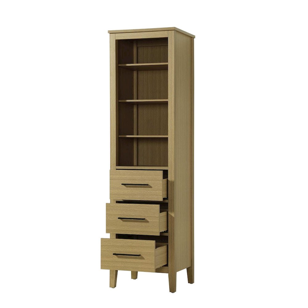20 Inch Open Shelving Bath Storage Cabinet in Honey Brown