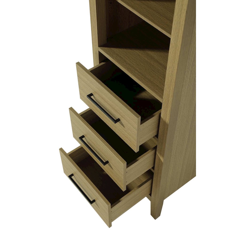 20 Inch Open Shelving Bath Storage Cabinet in Honey Brown