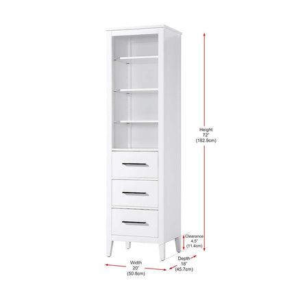20 Inch Open Shelving Bath Storage Cabinet in White