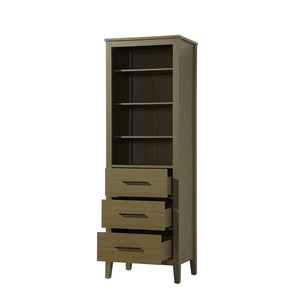 24 Inch Open Shelving Bath Storage Cabinet in Chestnut Brown
