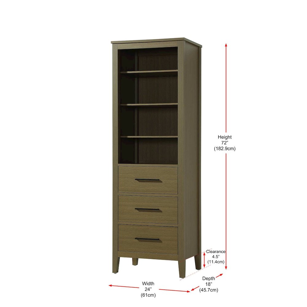 24 Inch Open Shelving Bath Storage Cabinet in Chestnut Brown