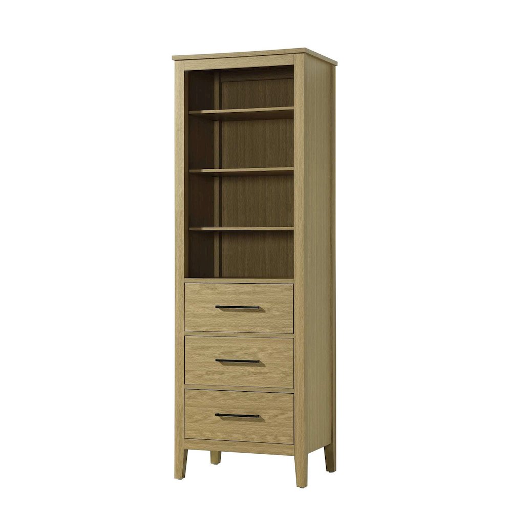 24 Inch Open Shelving Bath Storage Cabinet in Honey Brown