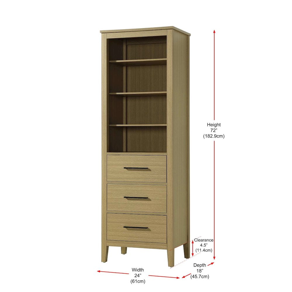 24 Inch Open Shelving Bath Storage Cabinet in Honey Brown