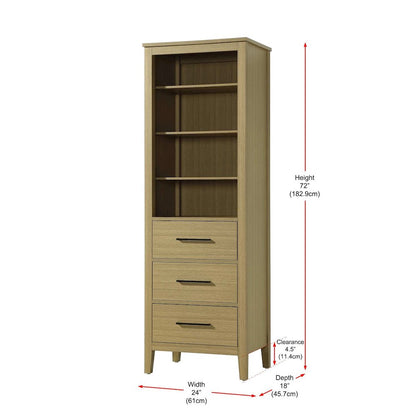 24 Inch Open Shelving Bath Storage Cabinet in Honey Brown