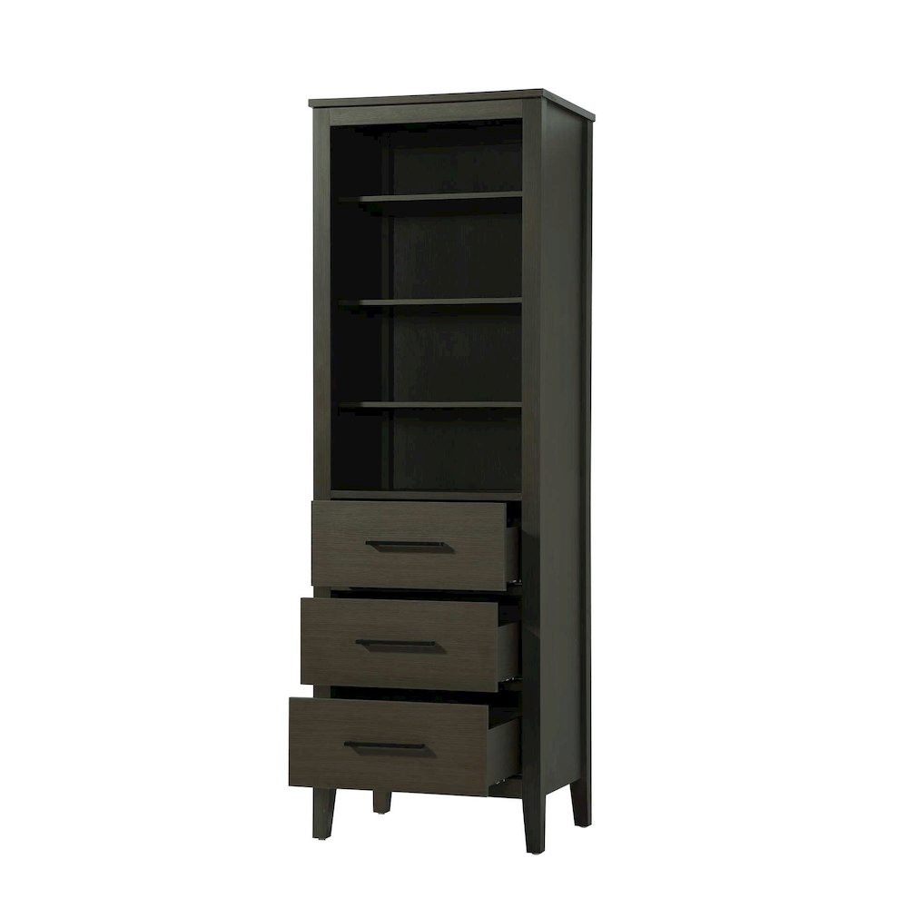 24 Inch Open Shelving Bath Storage Cabinet in Mocha Brown