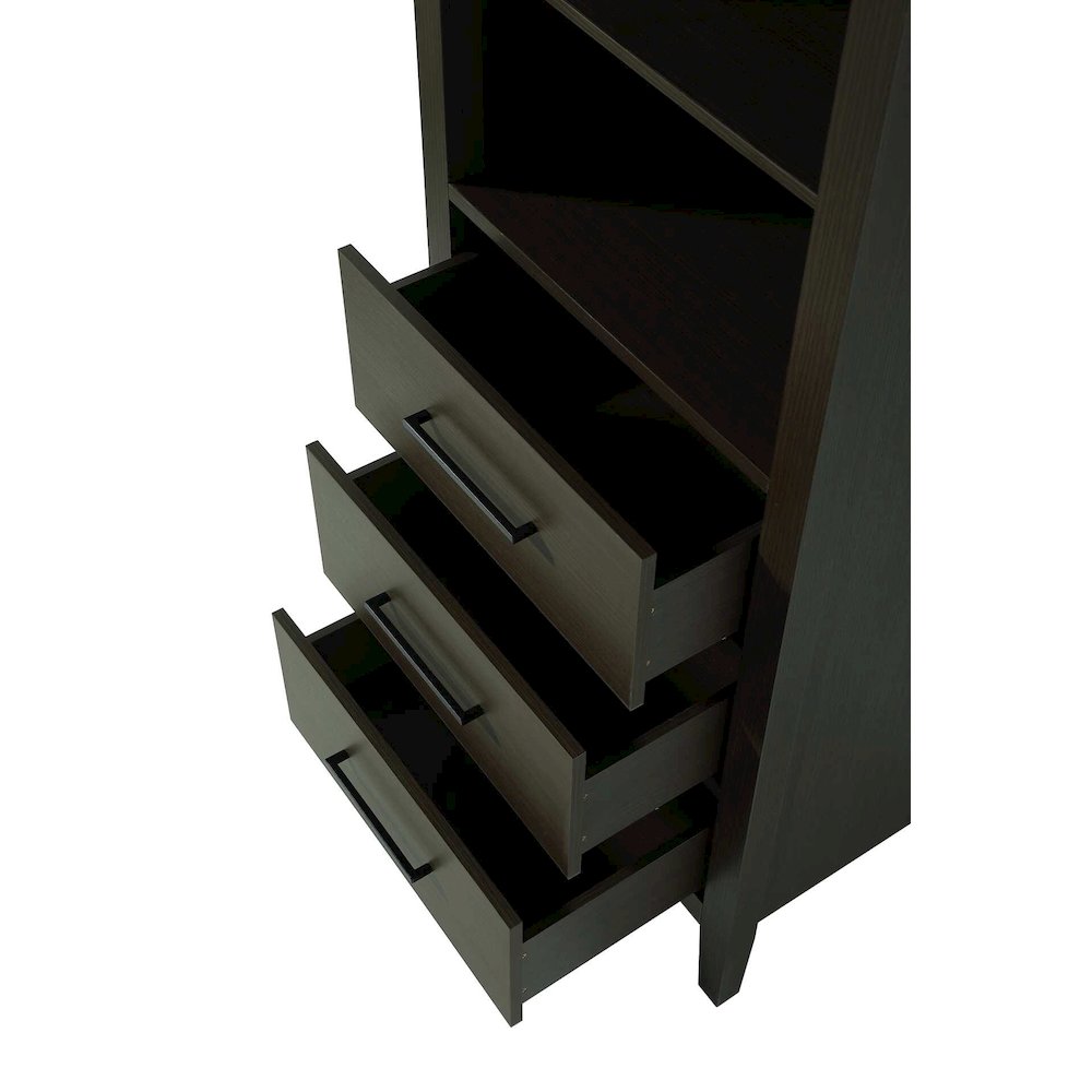 24 Inch Open Shelving Bath Storage Cabinet in Mocha Brown
