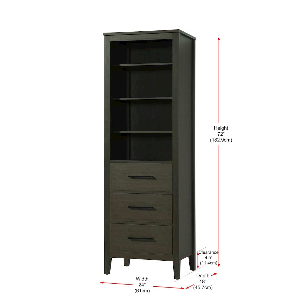 24 Inch Open Shelving Bath Storage Cabinet in Mocha Brown