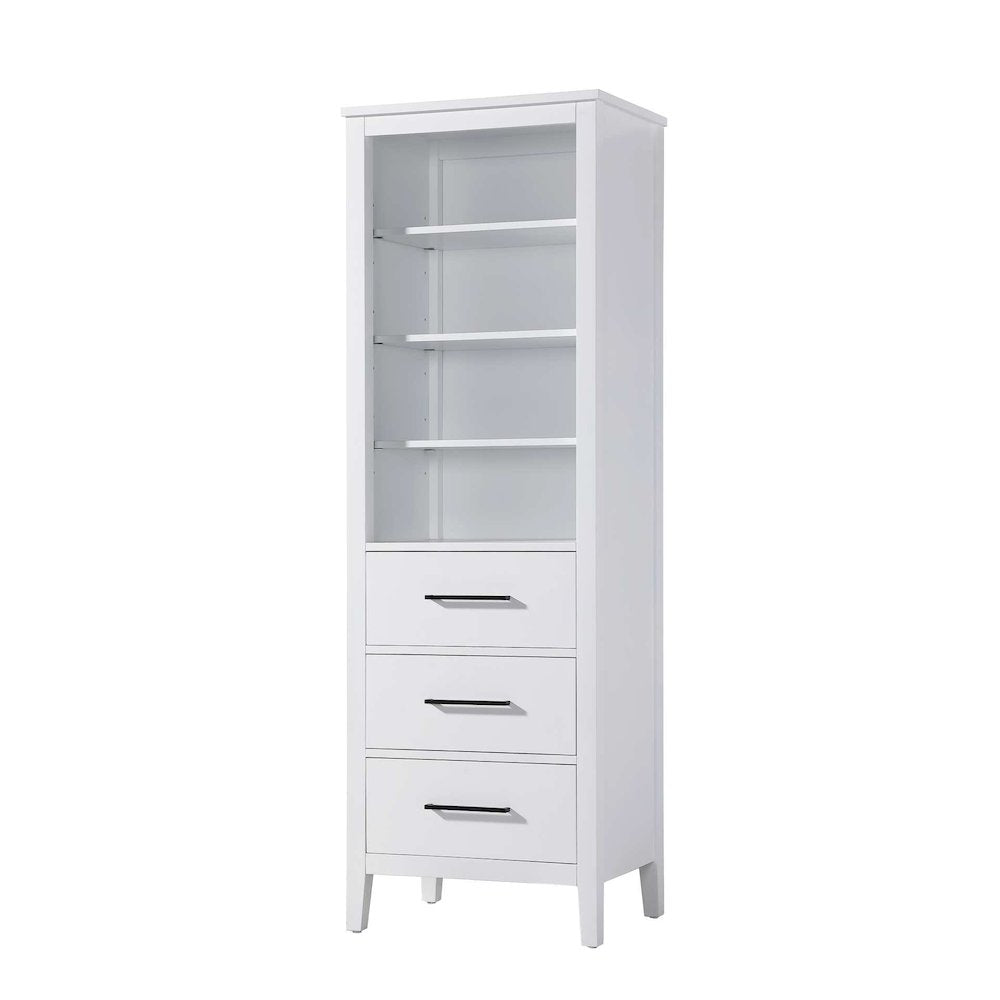 24 Inch Open Shelving Bath Storage Cabinet in White
