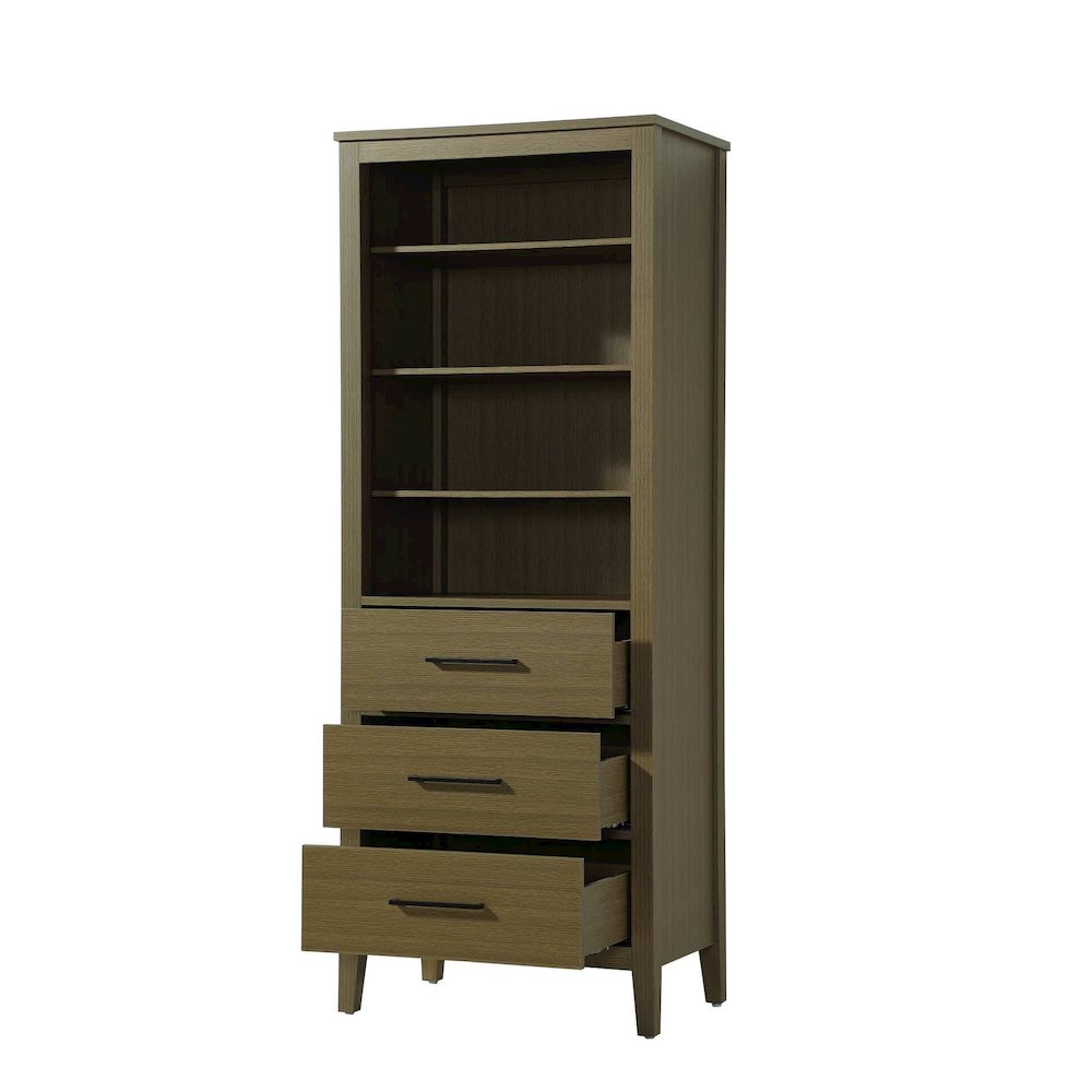 28 Inch Open Shelving Bath Storage Cabinet in Chestnut Brown