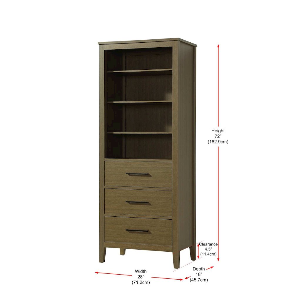 28 Inch Open Shelving Bath Storage Cabinet in Chestnut Brown