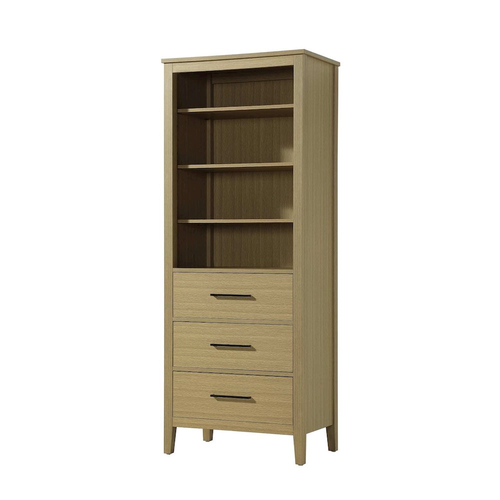 28 Inch Open Shelving Bath Storage Cabinet in Honey Brown