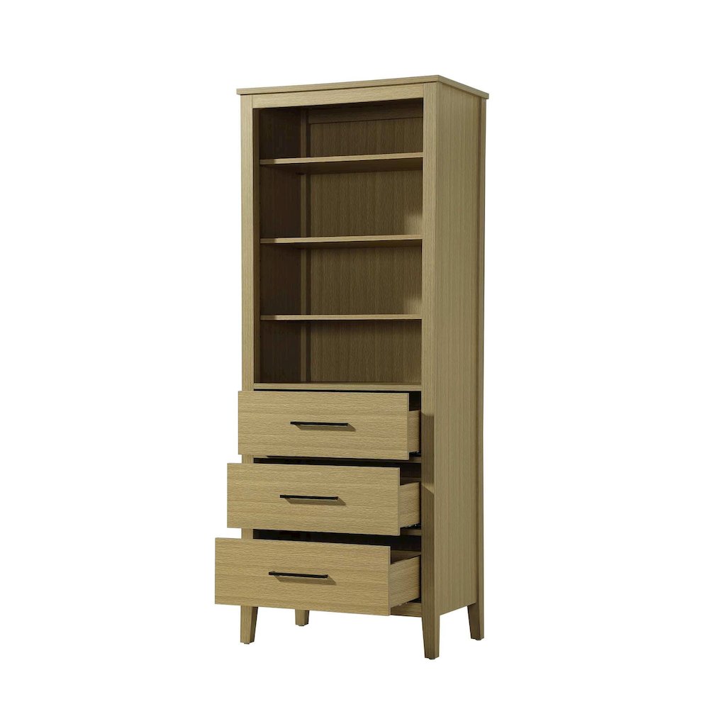 28 Inch Open Shelving Bath Storage Cabinet in Honey Brown