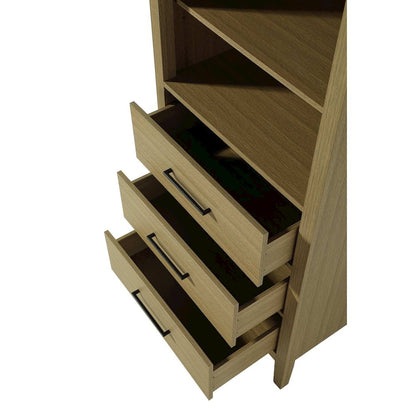 28 Inch Open Shelving Bath Storage Cabinet in Honey Brown