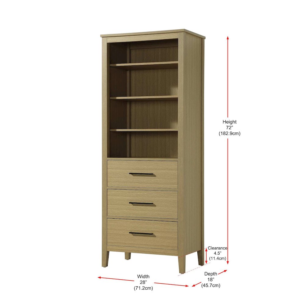 28 Inch Open Shelving Bath Storage Cabinet in Honey Brown