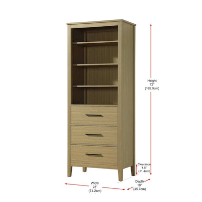 28 Inch Open Shelving Bath Storage Cabinet in Honey Brown