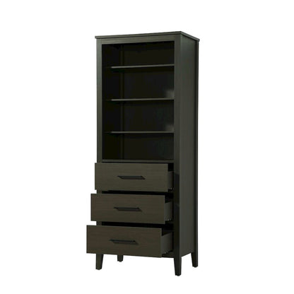 28 Inch Open Shelving Bath Storage Cabinet in Mocha Brown