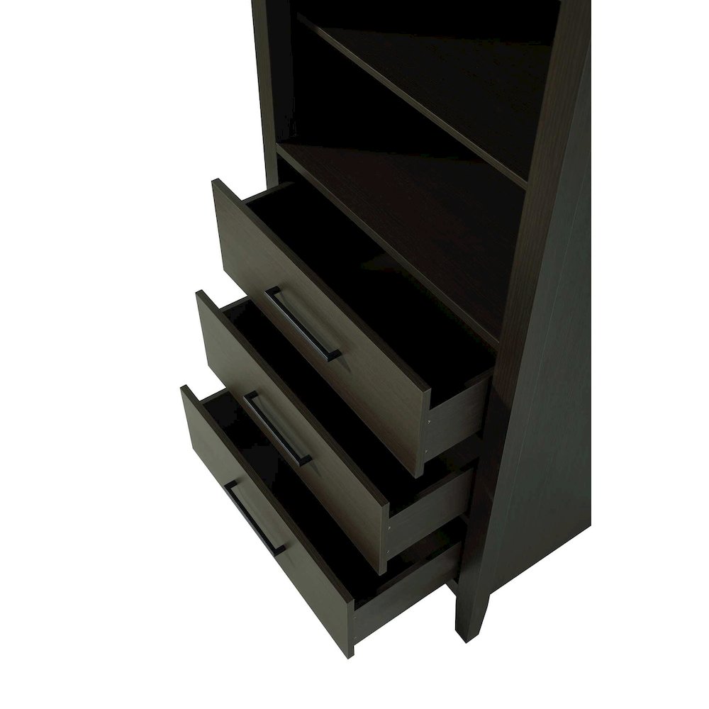 28 Inch Open Shelving Bath Storage Cabinet in Mocha Brown