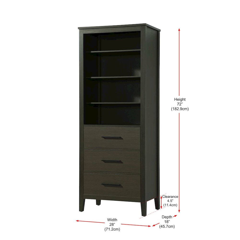 28 Inch Open Shelving Bath Storage Cabinet in Mocha Brown