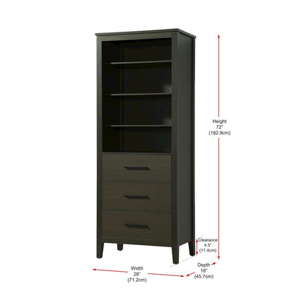 28 Inch Open Shelving Bath Storage Cabinet in Mocha Brown