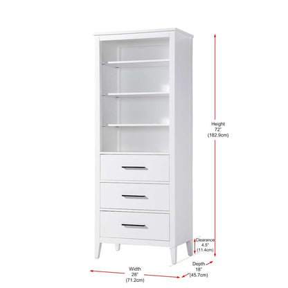 28 Inch Open Shelving Bath Storage Cabinet in White