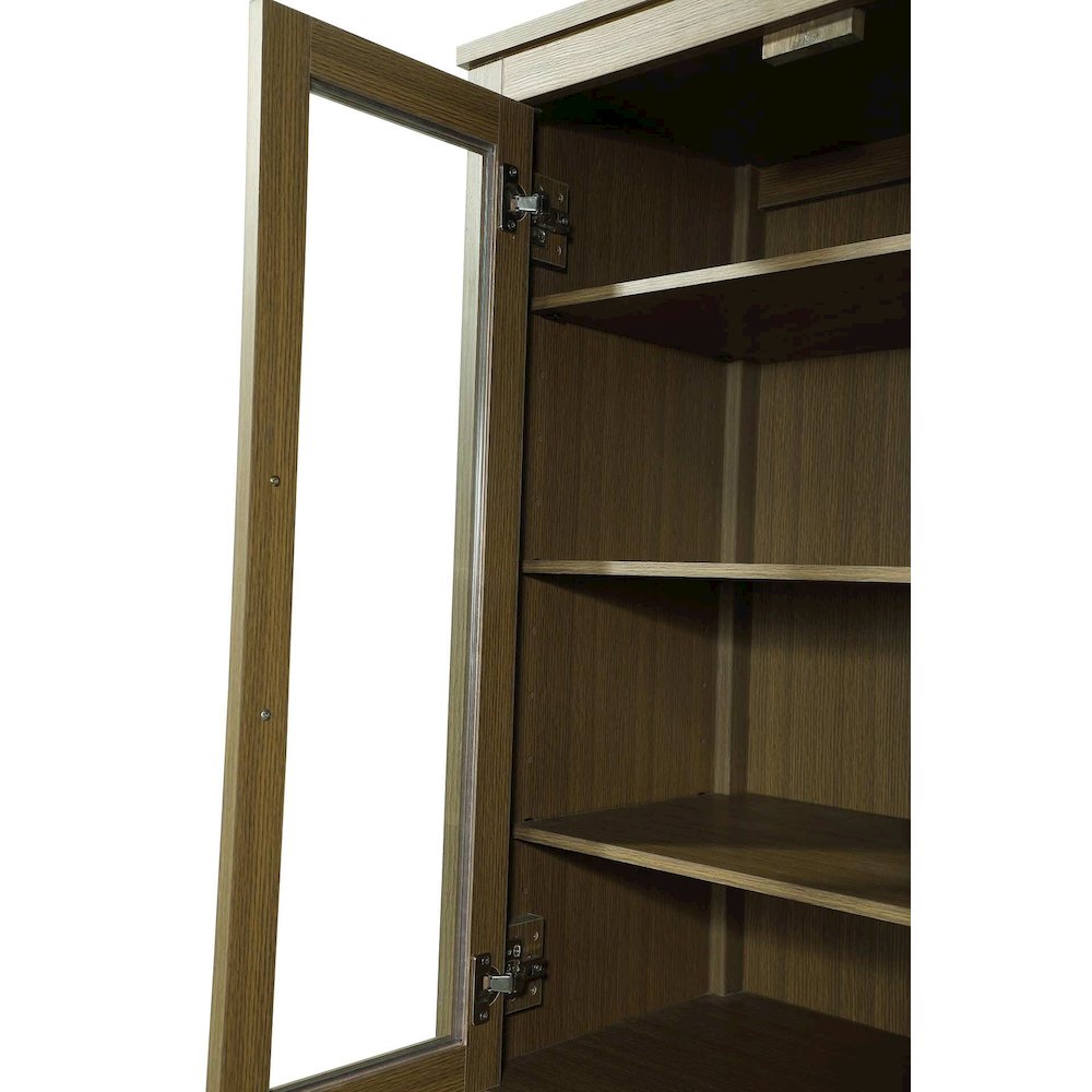 16 Inch Bath Storage Glass Cabinet in Chestnut Brown