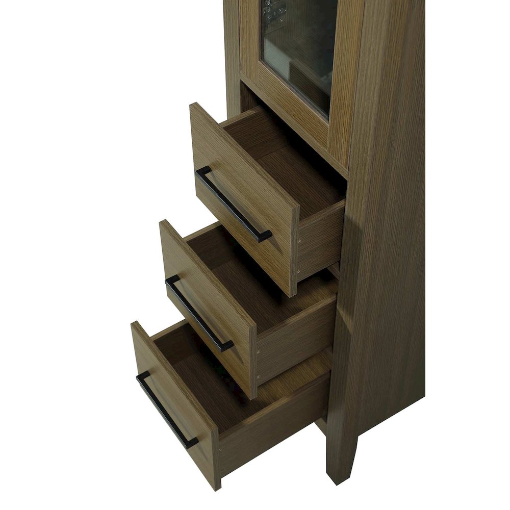 16 Inch Bath Storage Glass Cabinet in Chestnut Brown