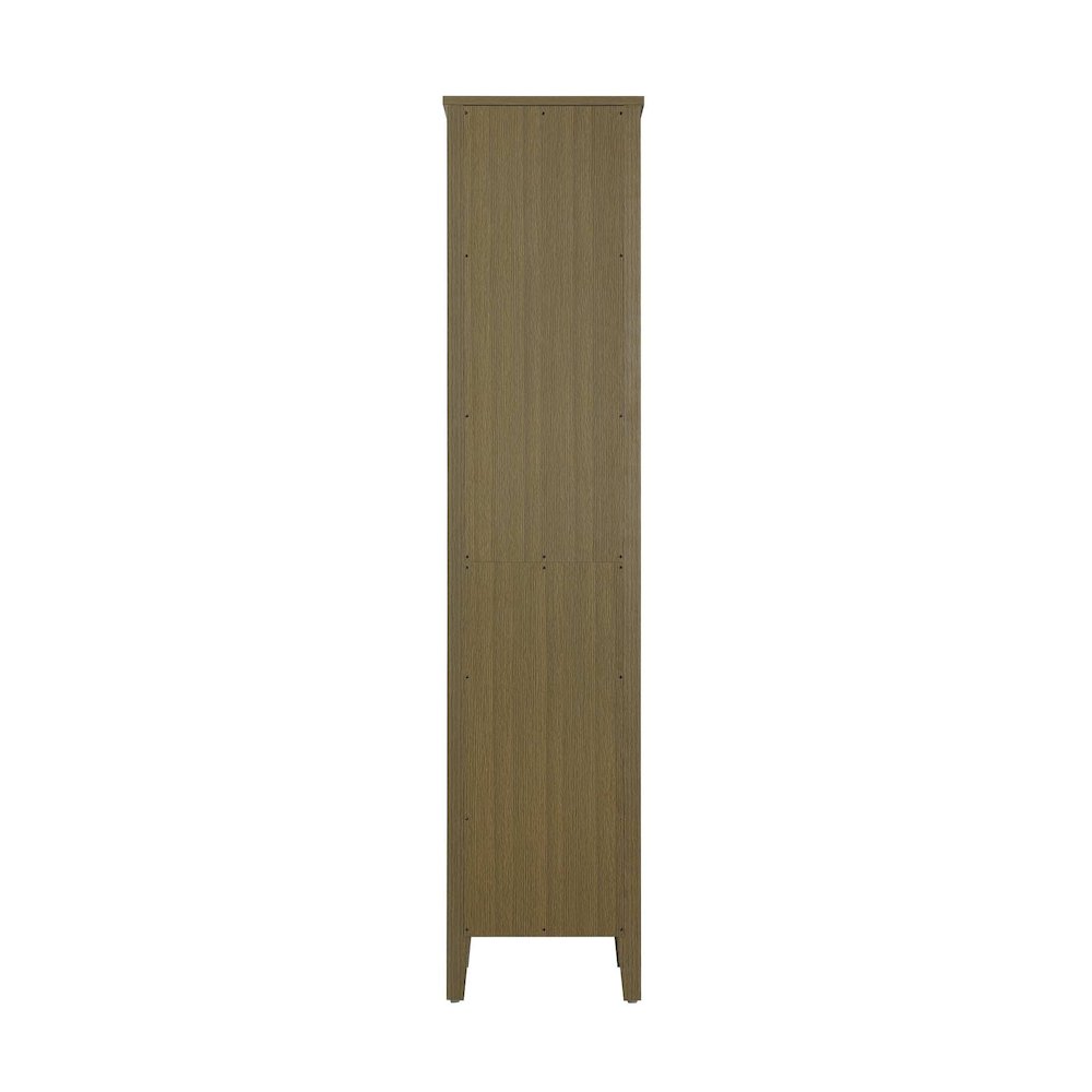 16 Inch Bath Storage Glass Cabinet in Chestnut Brown
