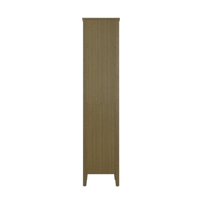 16 Inch Bath Storage Glass Cabinet in Chestnut Brown