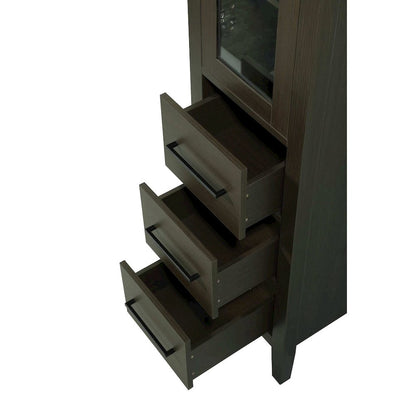 16 Inch Bath Storage Glass Cabinet in Mocha Brown