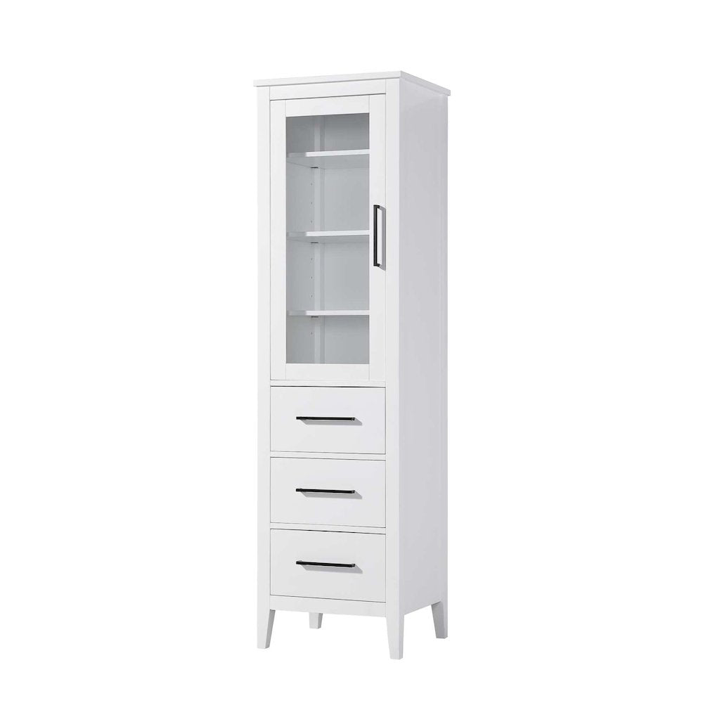 20 Inch Bath Storage Glass Cabinet in White