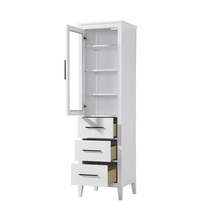 20 Inch Bath Storage Glass Cabinet in White