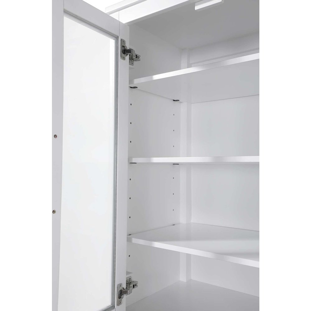 20 Inch Bath Storage Glass Cabinet in White