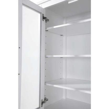20 Inch Bath Storage Glass Cabinet in White