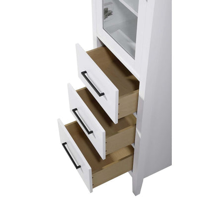 20 Inch Bath Storage Glass Cabinet in White