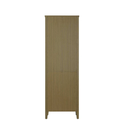 24 Inch Bath Storage Glass Cabinet in Chestnut Brown